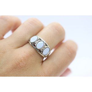 Synthetic Opal Sterling Silver Statement Ring